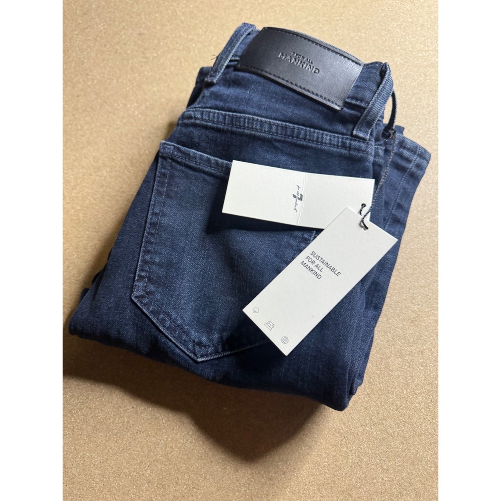 7‎ For All Mankind Easy Slim Jeans Dark Wash Distressed Knee Size 24 NWT